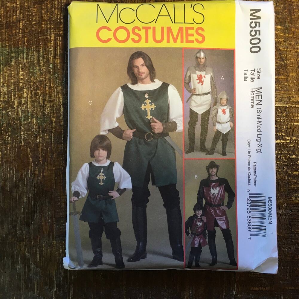 McCall’s Sewing Pattern 5500 Costume Medieval Knight Prince Samurai S-XL UNCUT